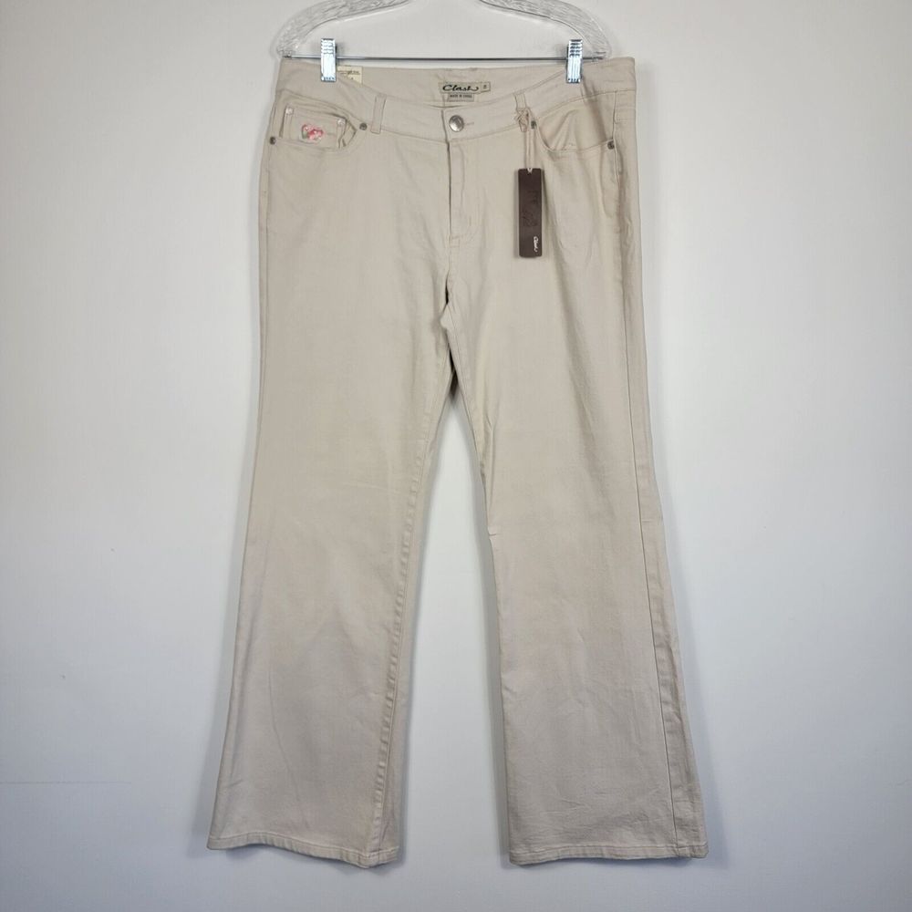 Clash Women's Juniors Size 15 Tan Cream Jeans Embroidered‎ READ - Picture 2 of 12